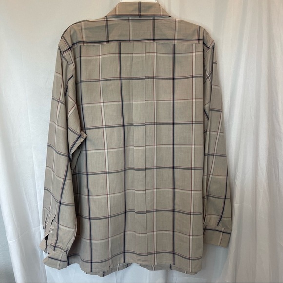 Christian Dior Long Sleeve Button Down Size XL Tan/Navy/Red Plaid - Picture 10 of 16